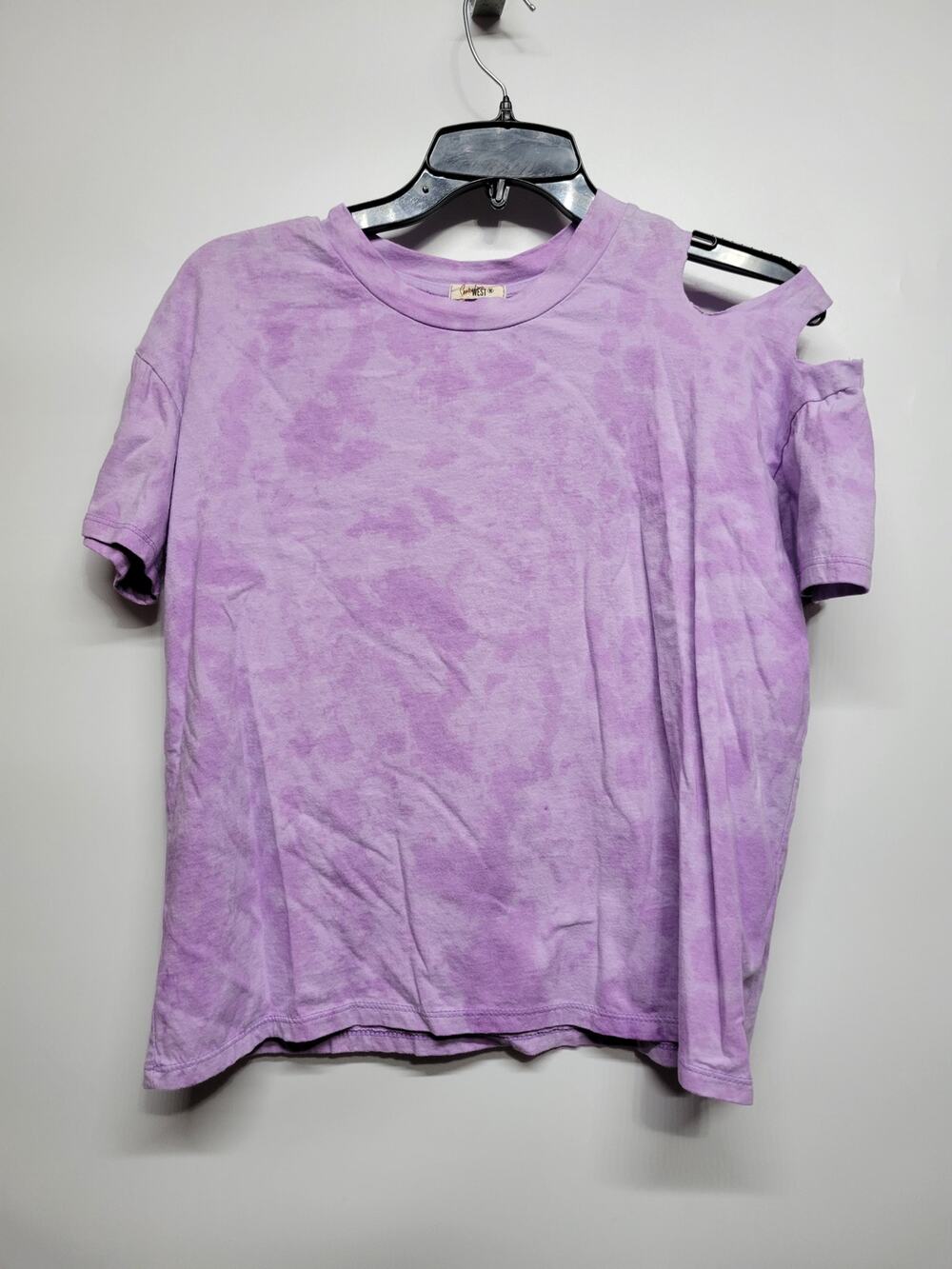 Somewhere West Lavender Mineral Wash Distressed Crew Neck Short Sleeve T-Shirt M